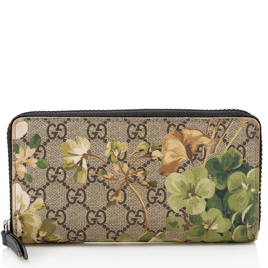Gucci GG Supreme Blooms Zip Around Wallet (SHF-19768)