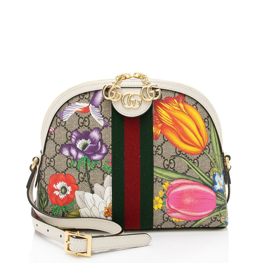 Gucci GG Supreme Flora Ophidia Dome Small Shoulder Bag (SHF-IgI7i4)