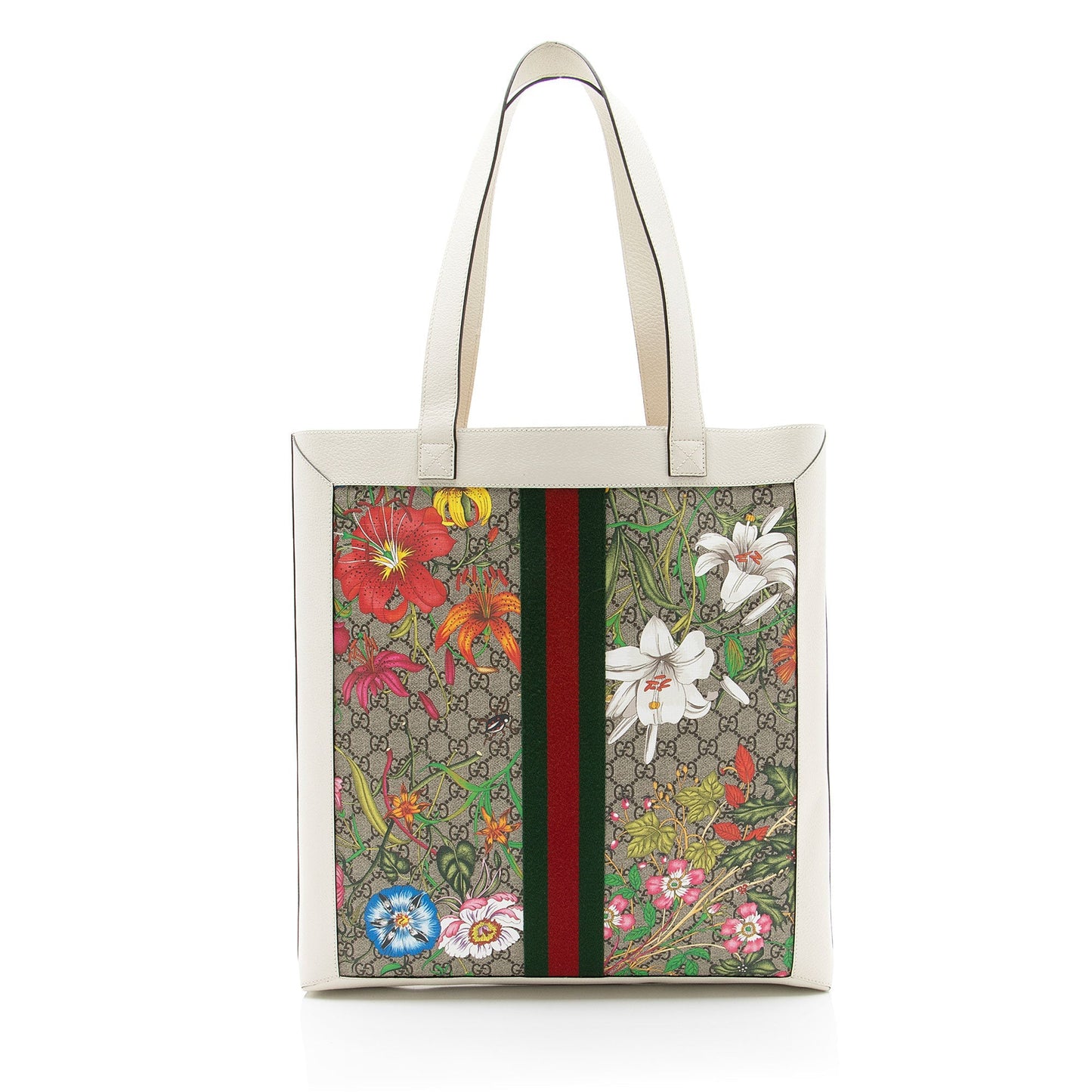 Gucci GG Supreme Flora Ophidia Vertical Shopping Tote