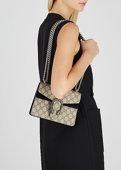 GUCCI GG Supreme Monogram Mini Dionysus Shoulder Bag Black