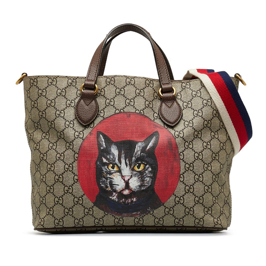 Gucci GG Supreme Mystic Cat Satchel (SHG-JMBObq)