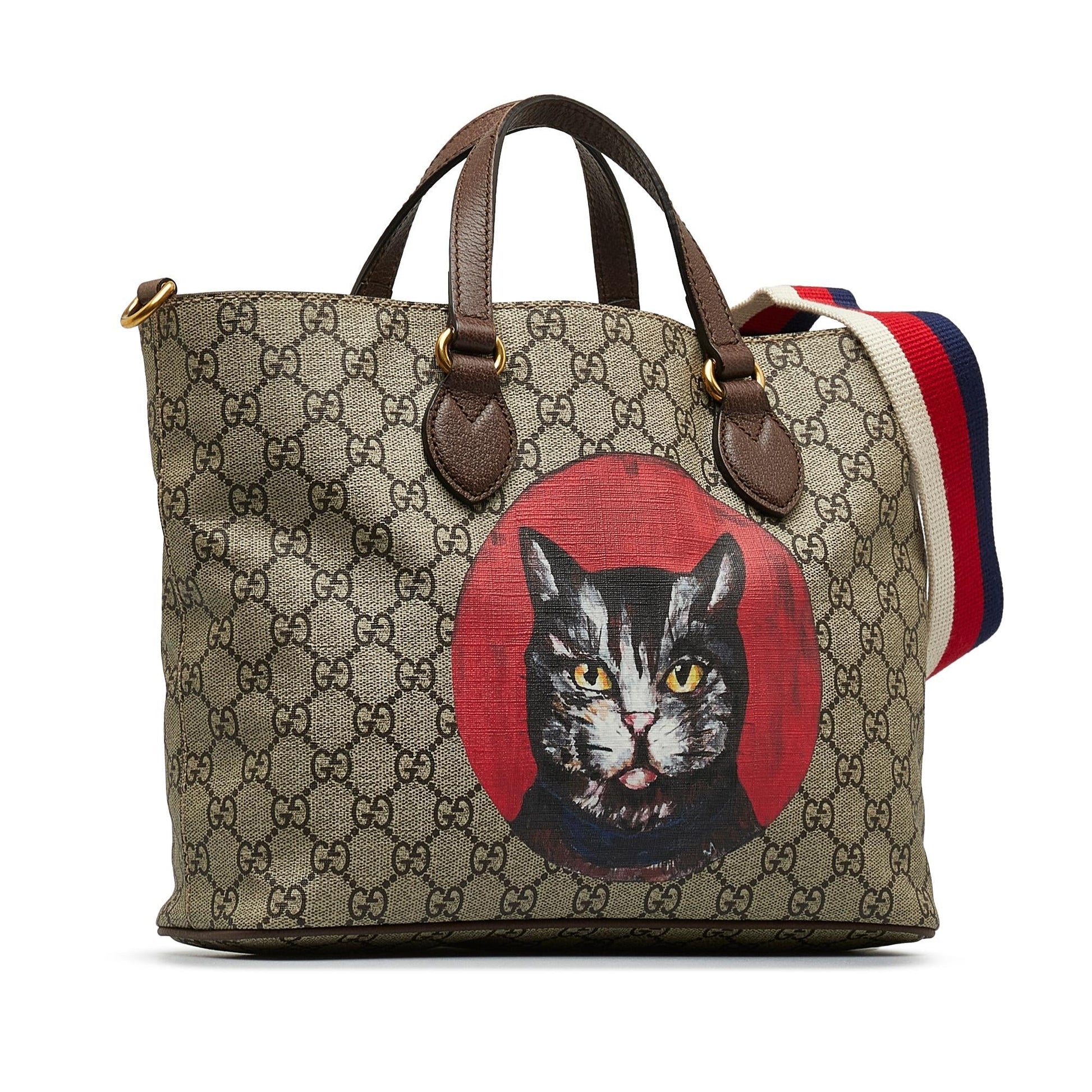 Gucci GG Supreme Mystic Cat Satchel (SHG-JMBObq)