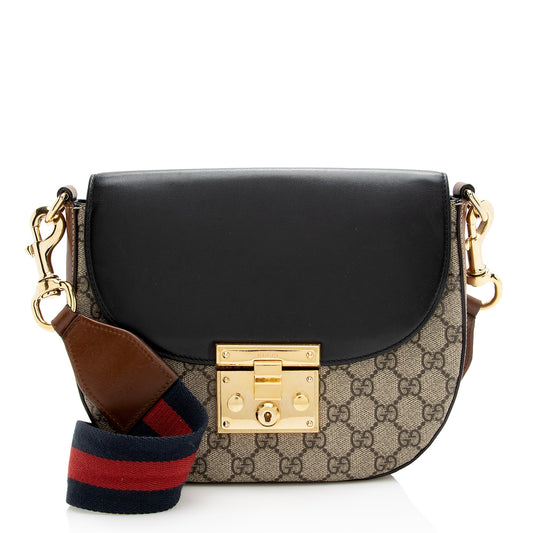 Gucci GG Supreme Padlock Saddle Medium Shoulder Bag (SHF-22972)