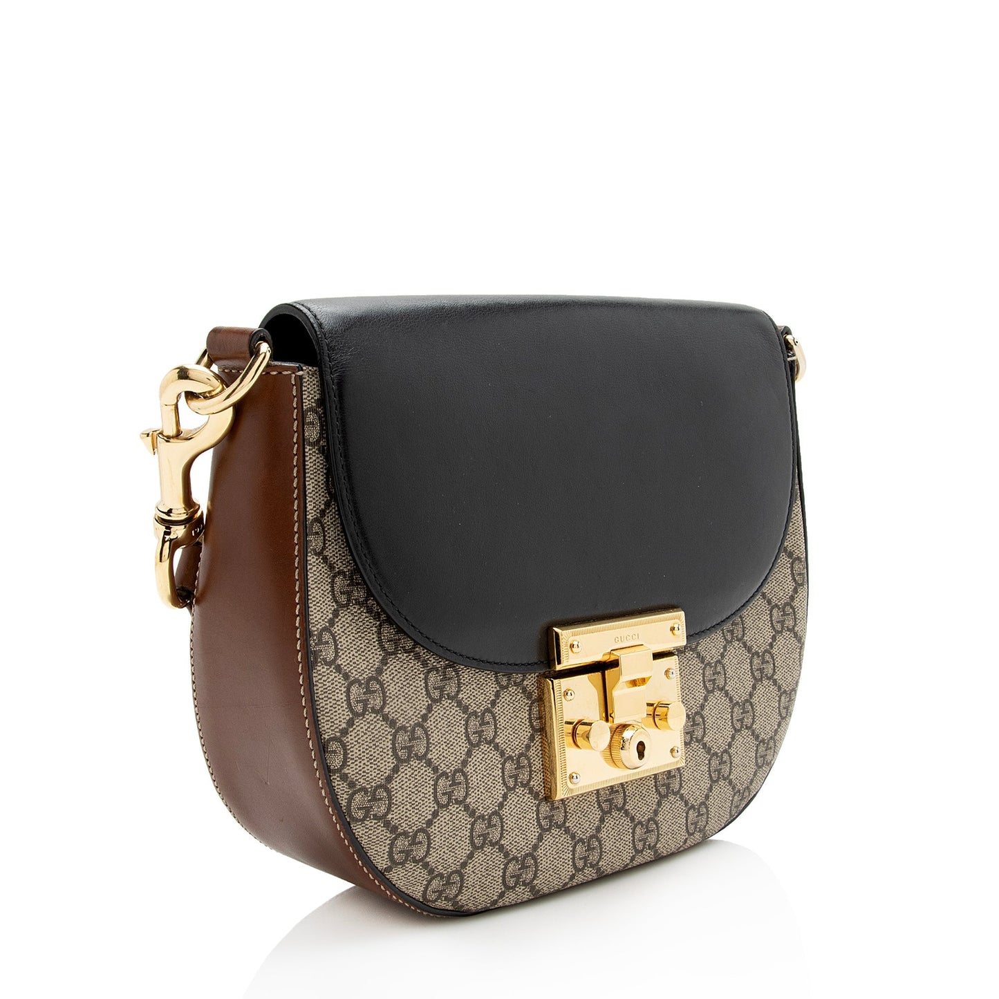 Gucci GG Supreme Padlock Saddle Medium Shoulder Bag (SHF-22972)