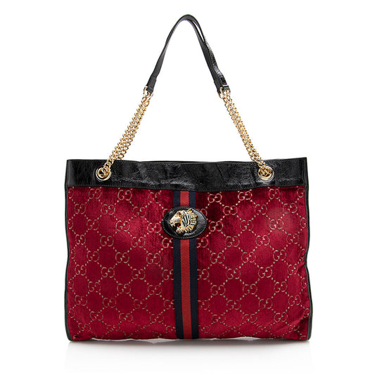 Gucci GG Velvet Rajah Large Tote (SHF-22450)