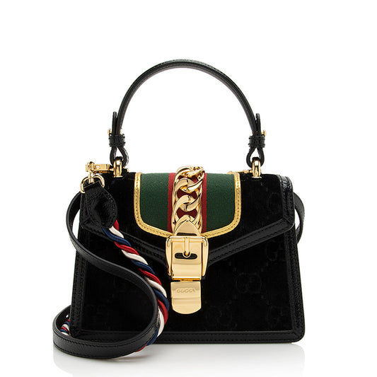 Gucci GG Velvet Sylvie Mini Satchel (SHF-22913)