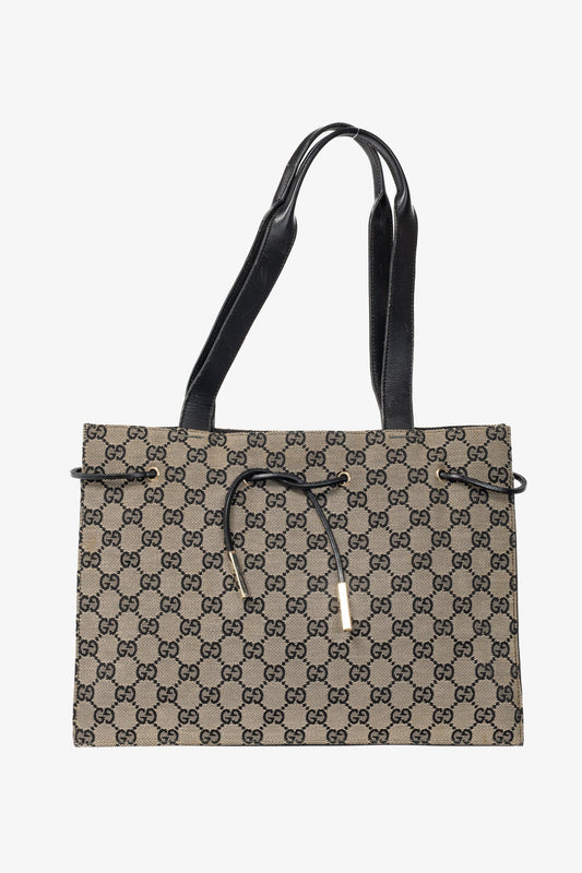 Gucci Monogram Leather Canvas Tote