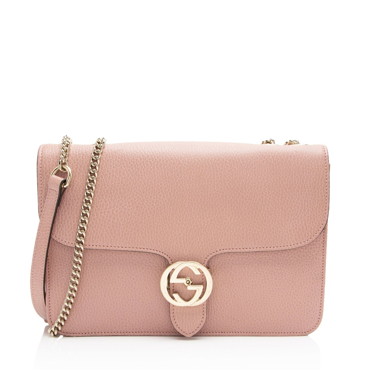 Gucci Grained Calfskin Interlocking G Medium Shoulder Bag