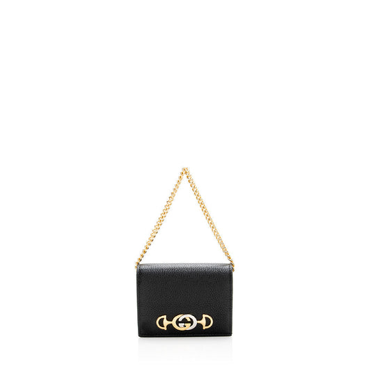 Gucci Grained Leather Zumi Card Case Chain Bag (SHF-19272)