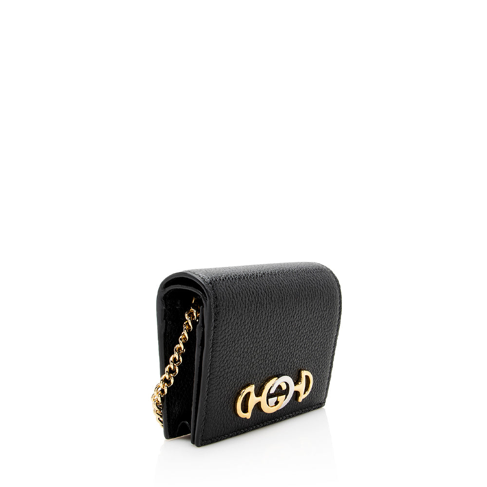 Gucci Grained Leather Zumi Card Case Chain Bag (SHF-19173)