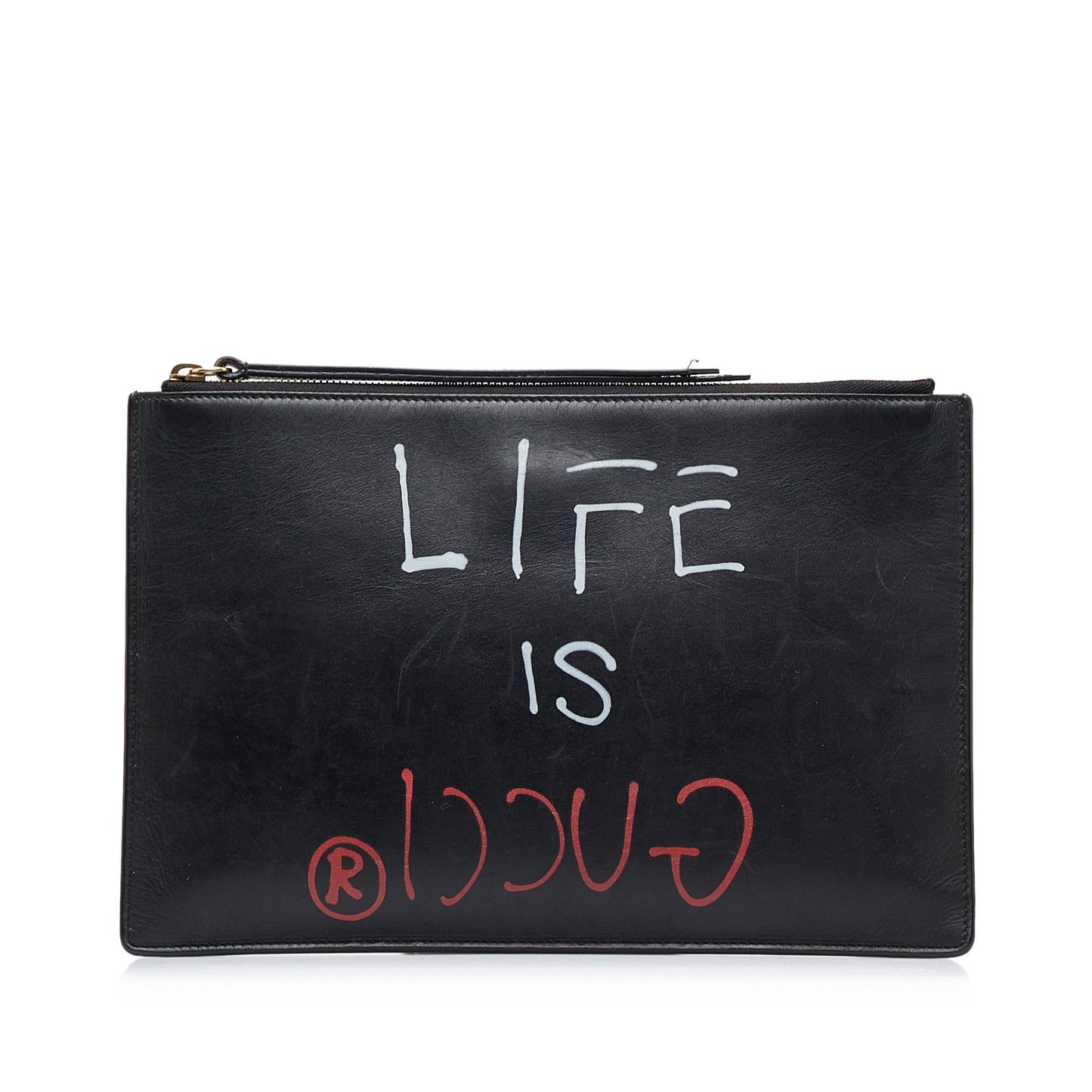 Gucci Ghost Life is Gucci Leather Clutch Bag (SHG-QPhnpZ)