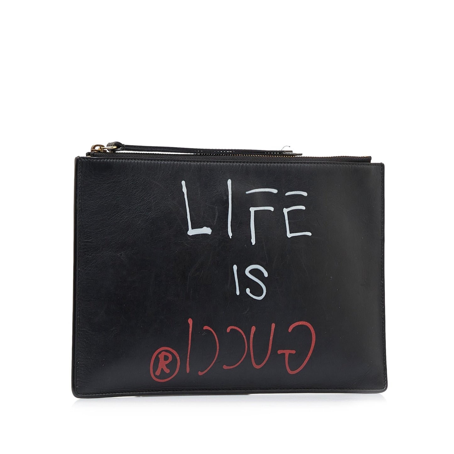 Gucci Ghost Life is Gucci Leather Clutch Bag (SHG-QPhnpZ)