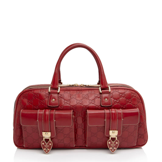 Gucci Guccissima Hearts Double Pocket Satchel (SHF-vNNtte)