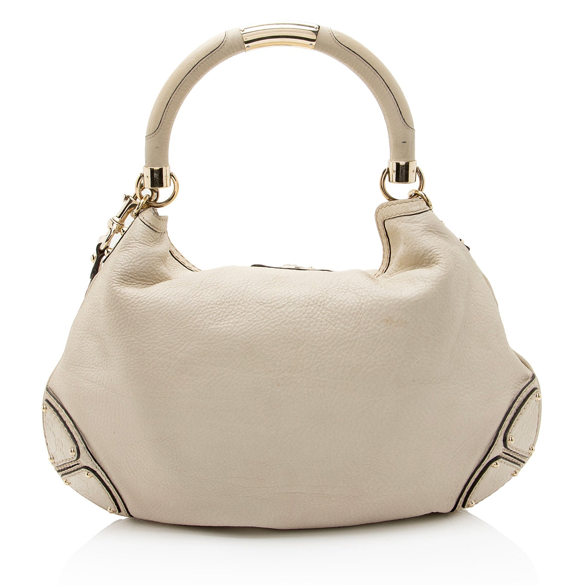 Gucci Guccissima Leather Bamboo Indy Large Satchel (SHF-M8NqdH)