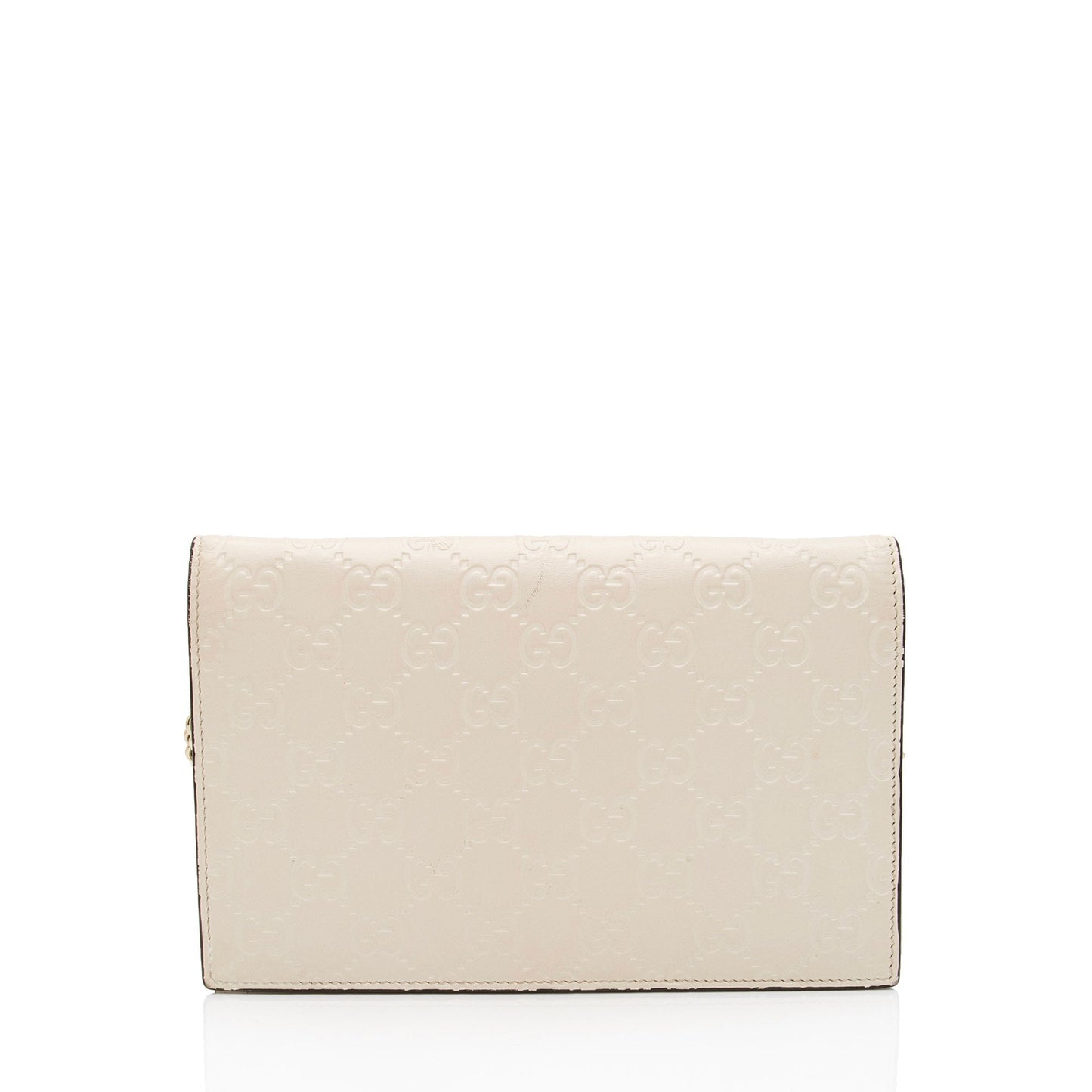 Gucci Guccissima Leather Signature Bow Mini Wallet On Chain Bag (SHF-fAYnZO)