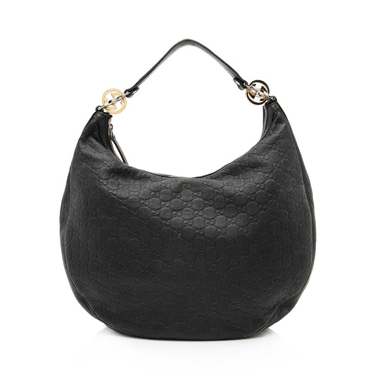 Gucci Guccissima Leather Twins Medium Hobo (SHF-23161)