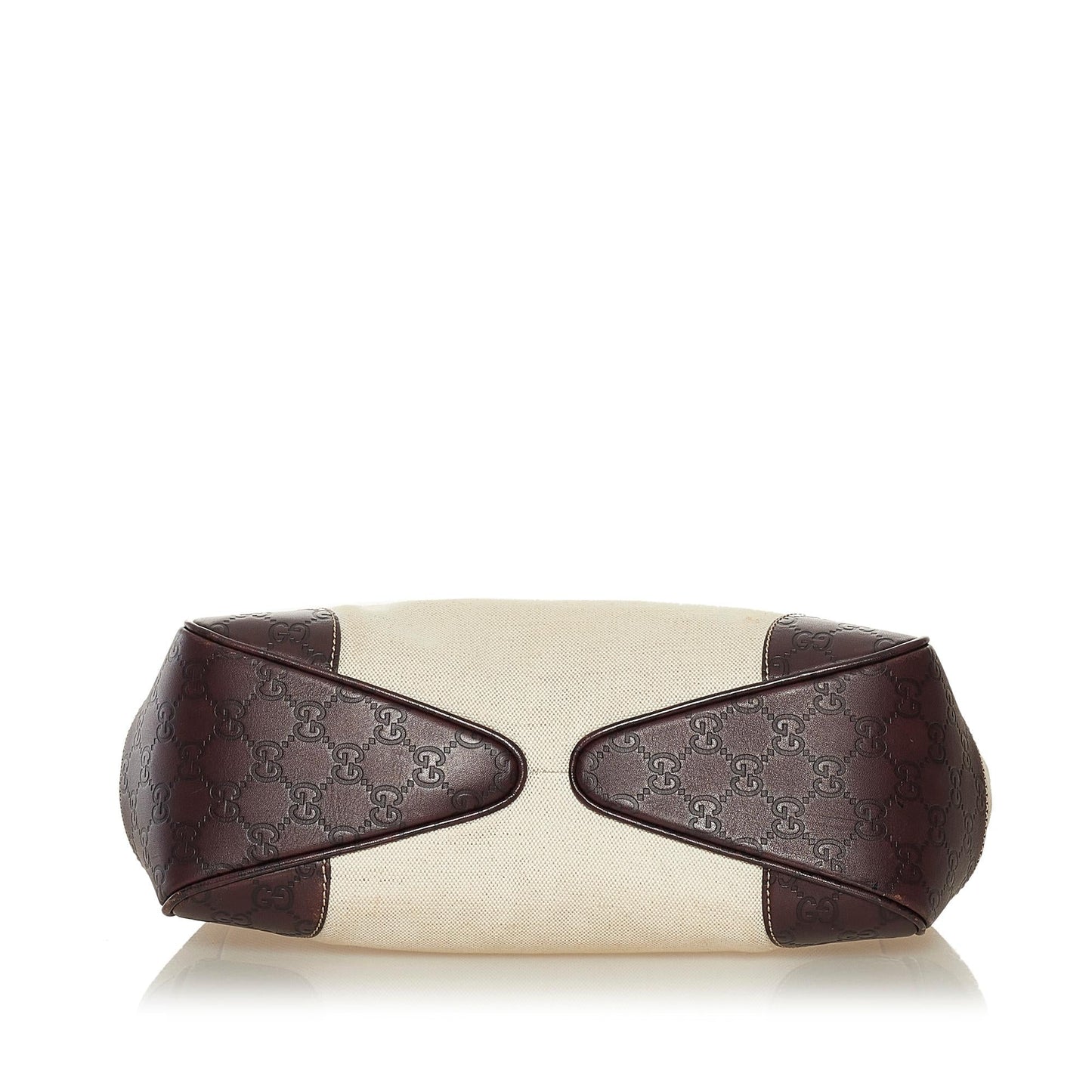 Gucci Guccissima-Trimmed Canvas Colbert Wooden Handle Shoulder Bag (SHG-34854)