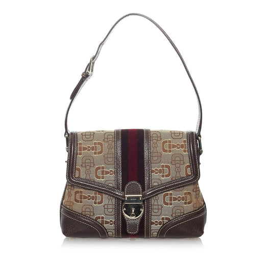 Gucci Horsebit Canvas Web Treasure Shoulder Bag (SHG-29348)