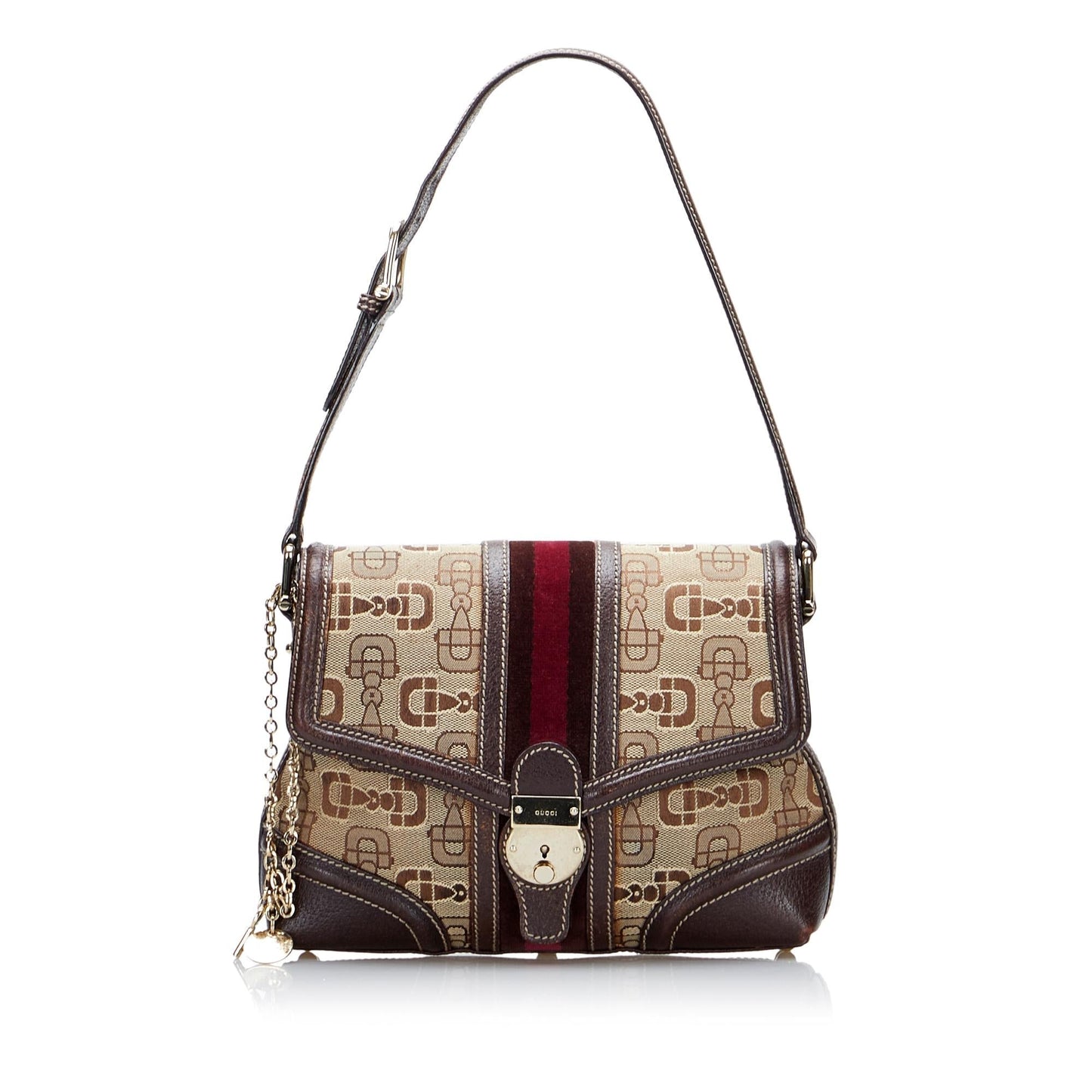 Gucci Horsebit Canvas Web Treasure Shoulder Bag (SHG-DaSmAf)