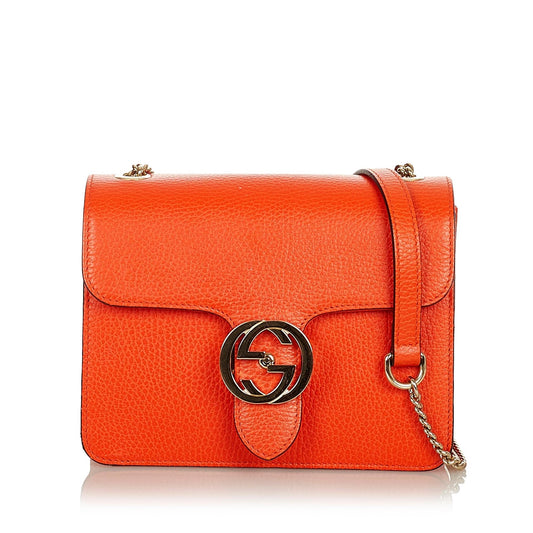 Gucci Interlocking G Chain Leather Crossbody Bag (SHG-37320)