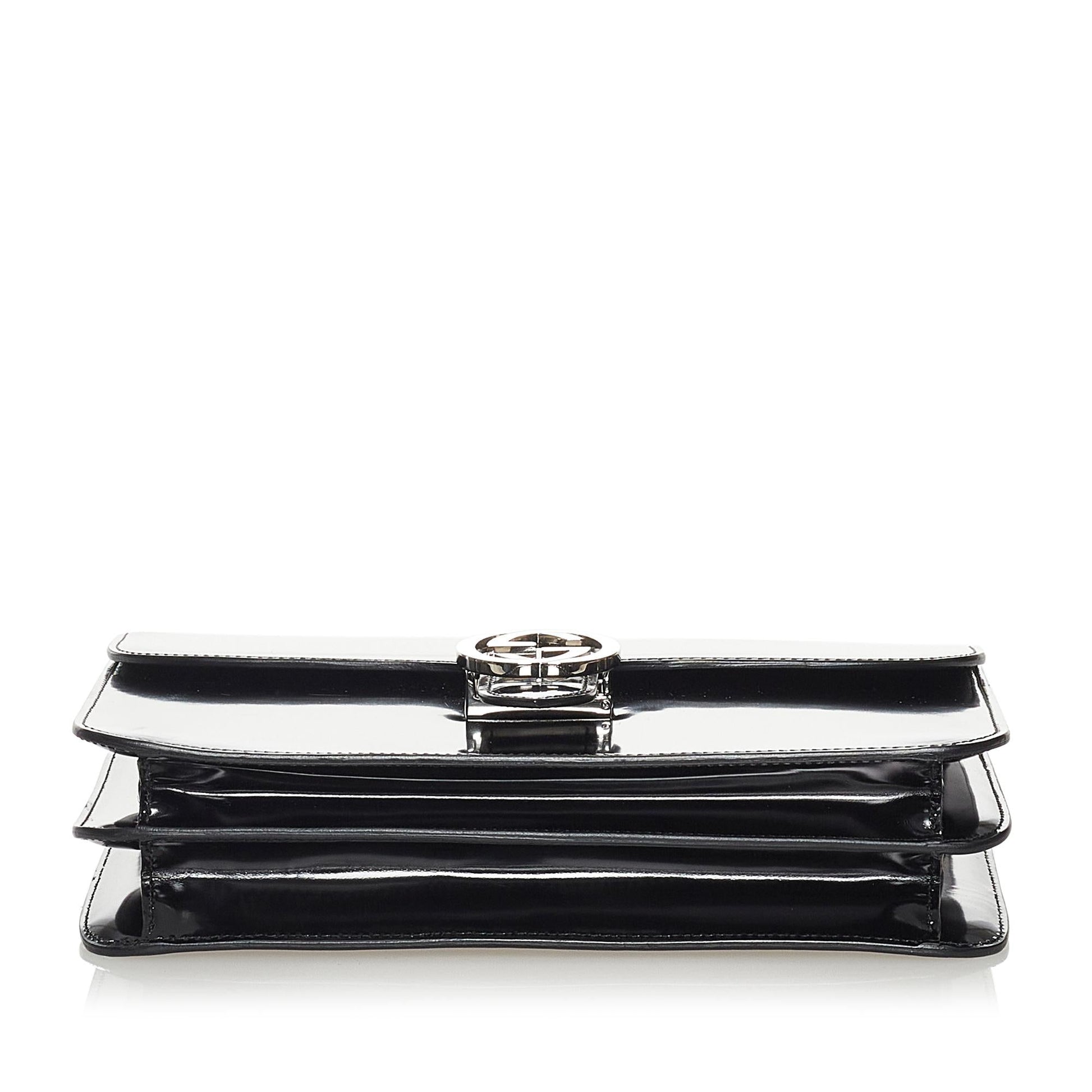 Gucci Interlocking G Leather Patent Leather Shoulder Bag