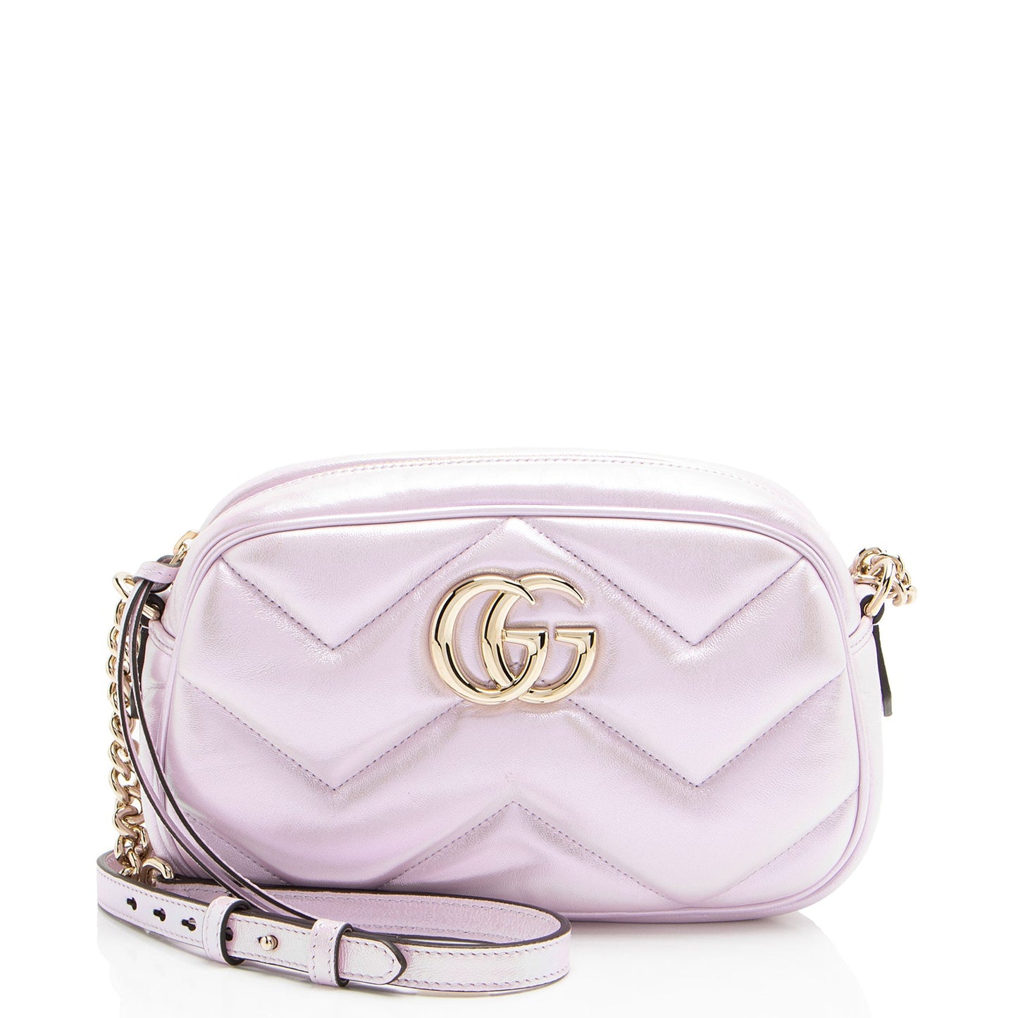 Gucci Matelasse Padded Iridescent Leather GG Marmont Small Camera Bag