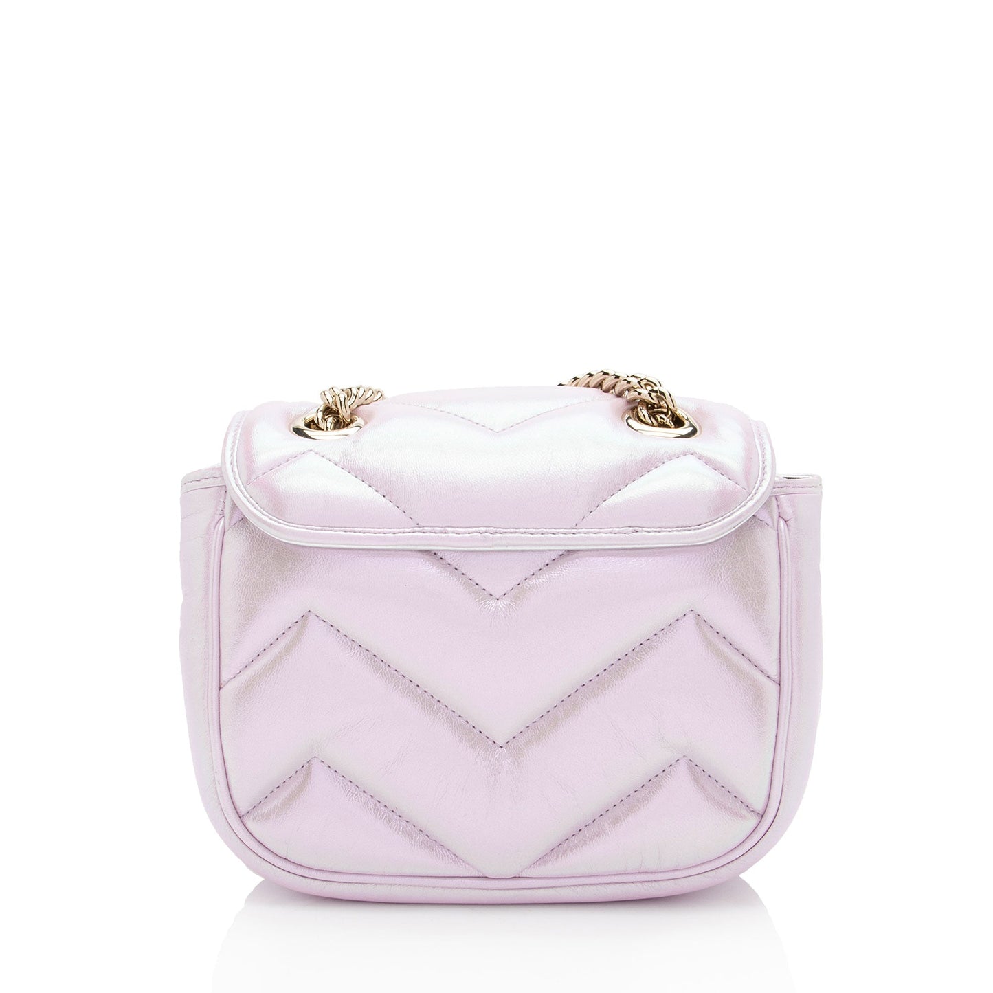 Gucci Matelasse Padded Iridescent Leather GG Marmont Square Mini Shoulder Bag