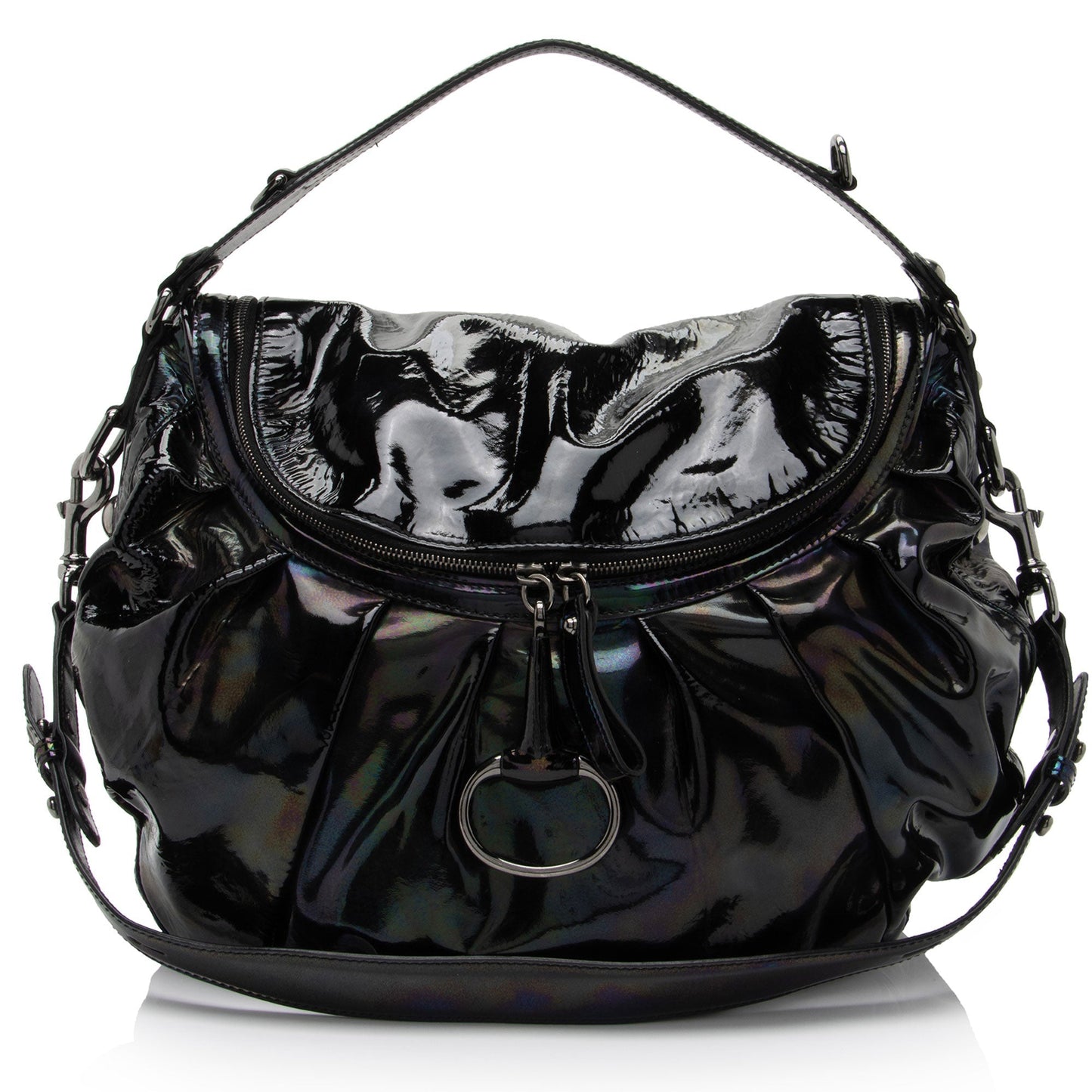 Gucci Iridescent Patent Leather Icon Bit Hobo (SHF-lmJOkR)