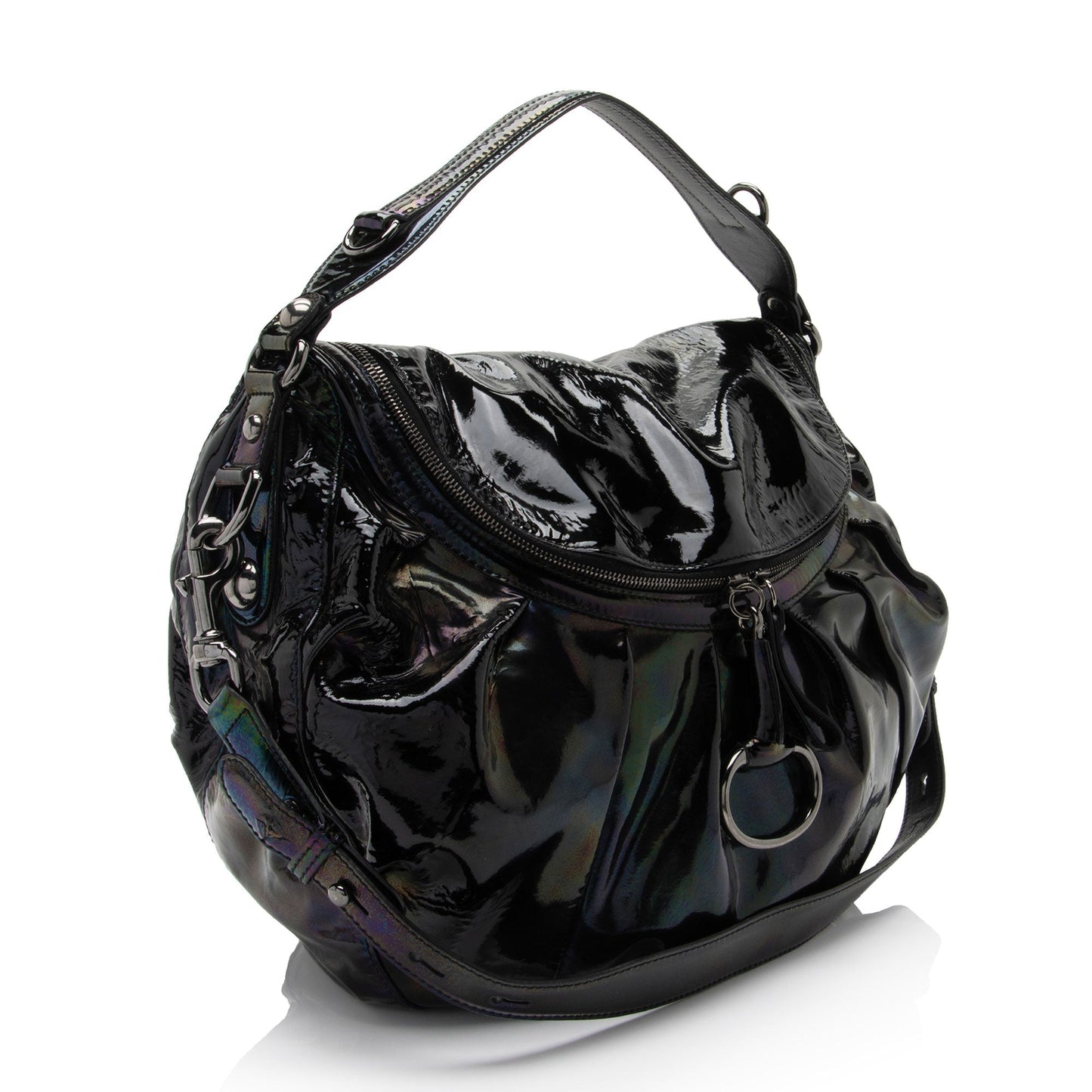 Gucci Iridescent Patent Leather Icon Bit Hobo (SHF-lmJOkR)