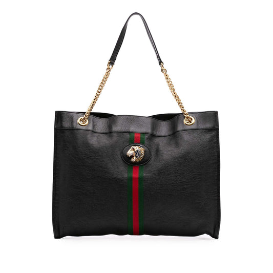 Gucci Large Web Leather Rajah Tote