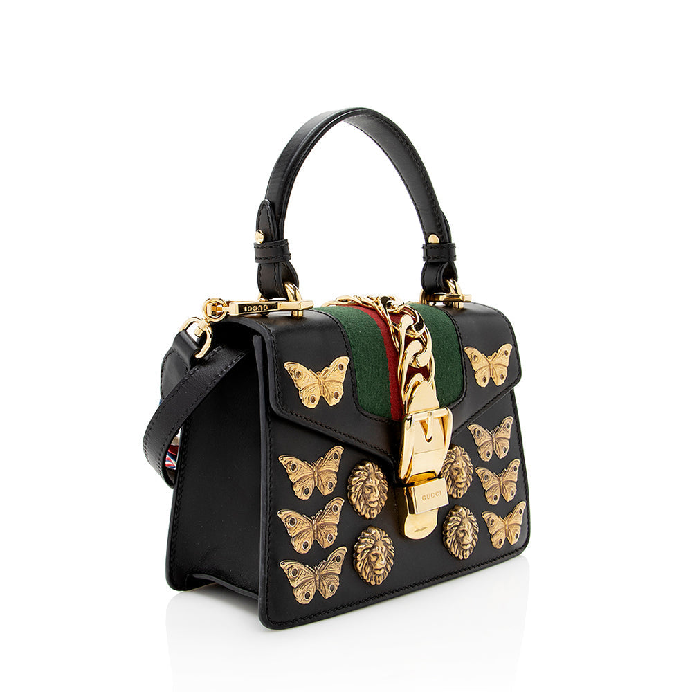 Gucci Sylvie Leather Nylon Handbag