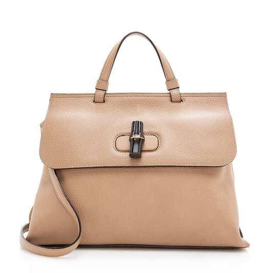 Gucci Leather Bamboo Daily Medium Satchel (SHF-19700)