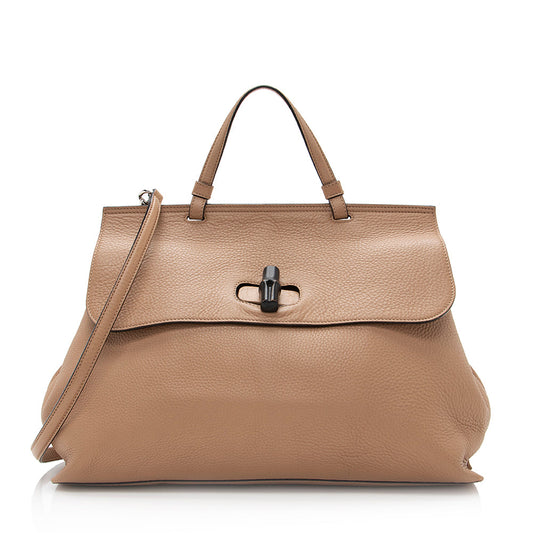 Gucci Leather Bamboo Daily Large Satchel (SHF-20630)