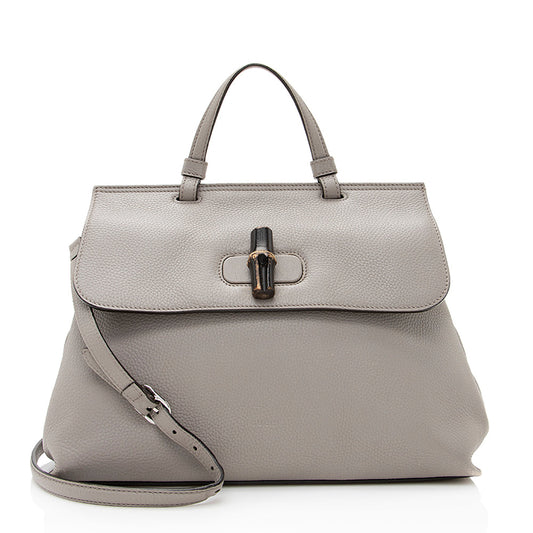 Gucci Leather Bamboo Daily Medium Satchel (SHF-21285)