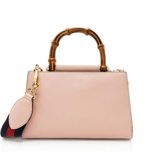 Gucci Leather Bamboo Nymphaea Top Handle Small Tote (SHF-19511)