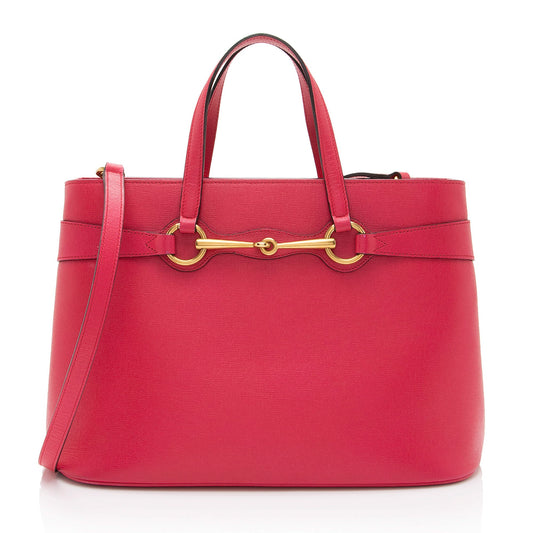 Gucci Leather Bright Bit Medium Tote (SHF-KAPGcj)