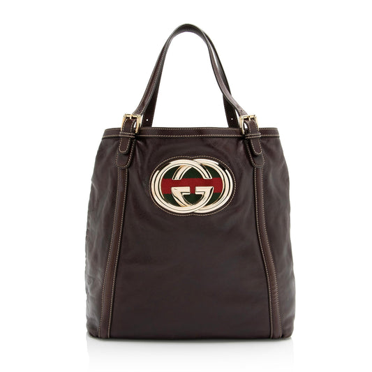 Gucci Leather Britt Large Tote (SHF-23095)