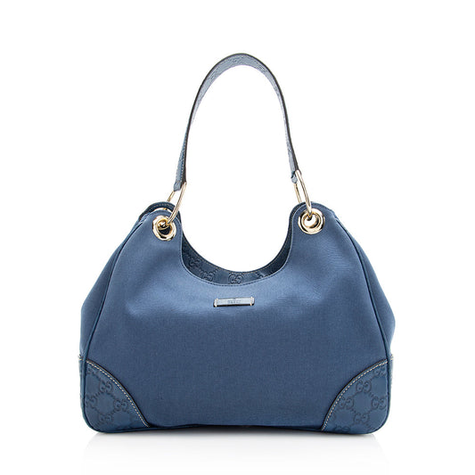 Gucci Leather Canvas Guccissima Hobo (SHF-19702)