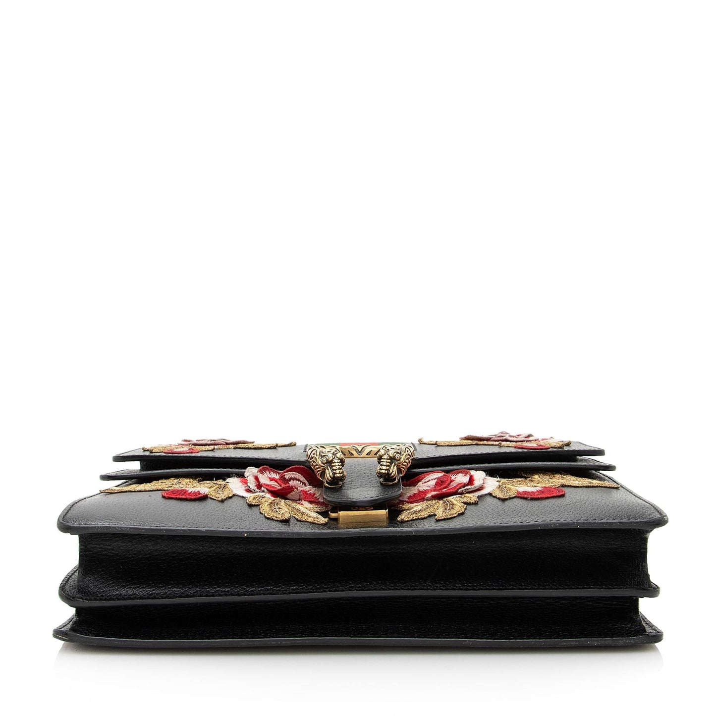 Gucci Leather Embroidered Rose Dionysus Medium Shoulder Bag (SHF-22427)