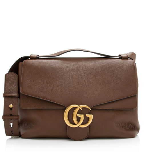 Gucci Leather GG Marmont Large Shoulder Bag (SHF-23096)