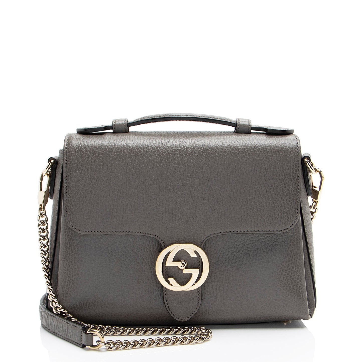 Gucci Leather Interlocking G Small Top Handle (SHF-ug7uku)