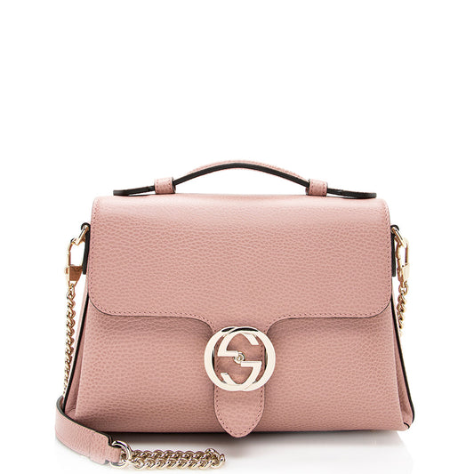 Gucci Leather Interlocking G Top Handle Shoulder Bag (SHF-19984)