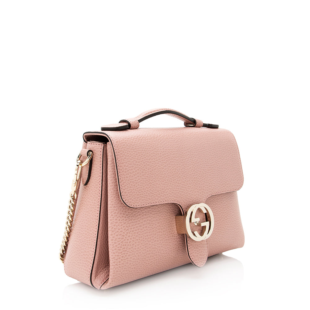 Gucci Leather Interlocking G Top Handle Shoulder Bag (SHF-19984)