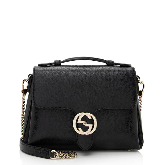 Gucci Leather Interlocking G Top Handle Shoulder Bag (SHF-22017)