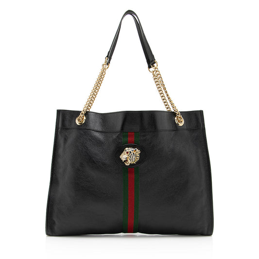 Gucci Leather Rajah Large Tote (SHF-19743)