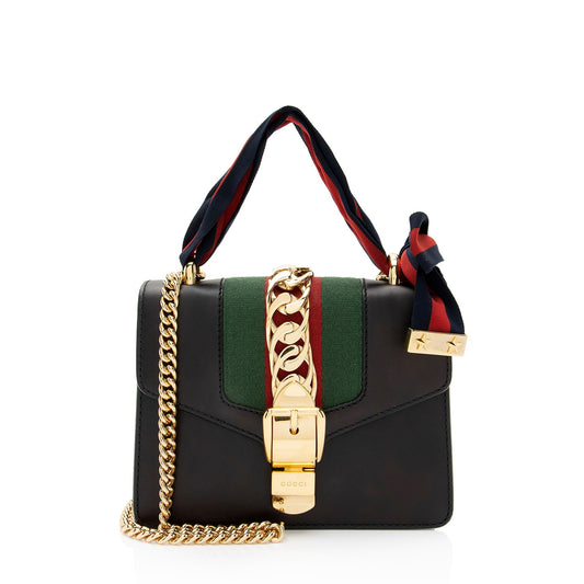 Gucci Leather Sylvie Mini Chain Bag (SHF-2s1qNf)