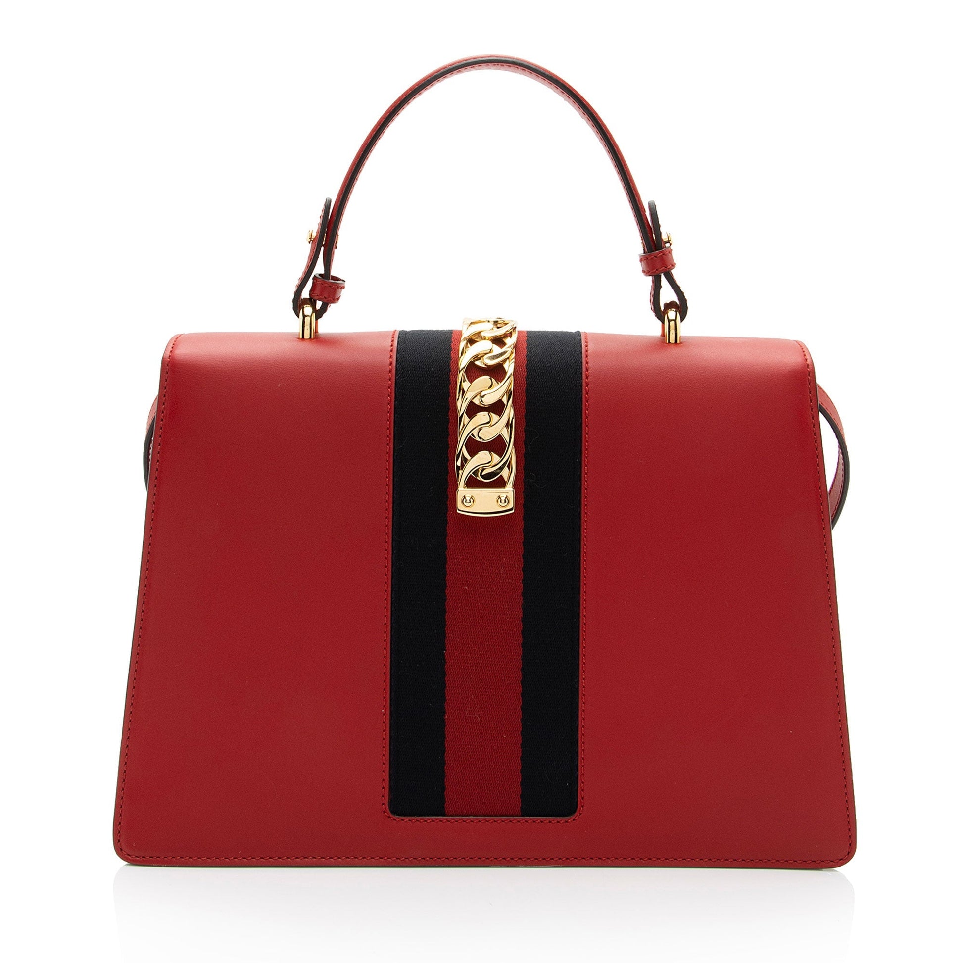 Gucci Leather Sylvie Top Handle Medium Satchel (SHF-BlCZi9)