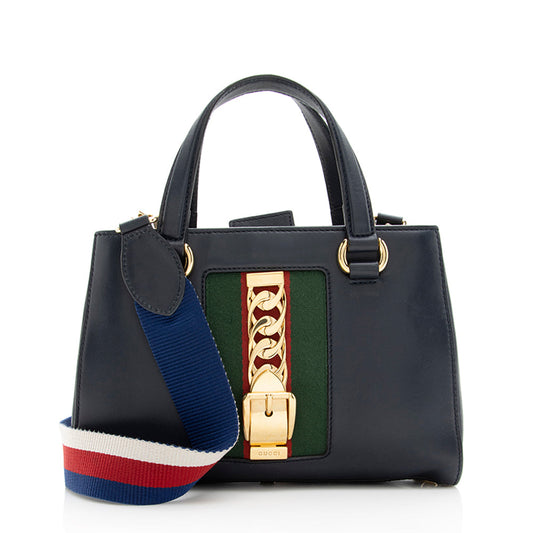 Gucci Leather Sylvie Top Handle Medium Tote (SHF-18968)