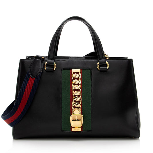 Gucci Leather Sylvie Top Handle Tote - FINAL SALE (SHF-17148)