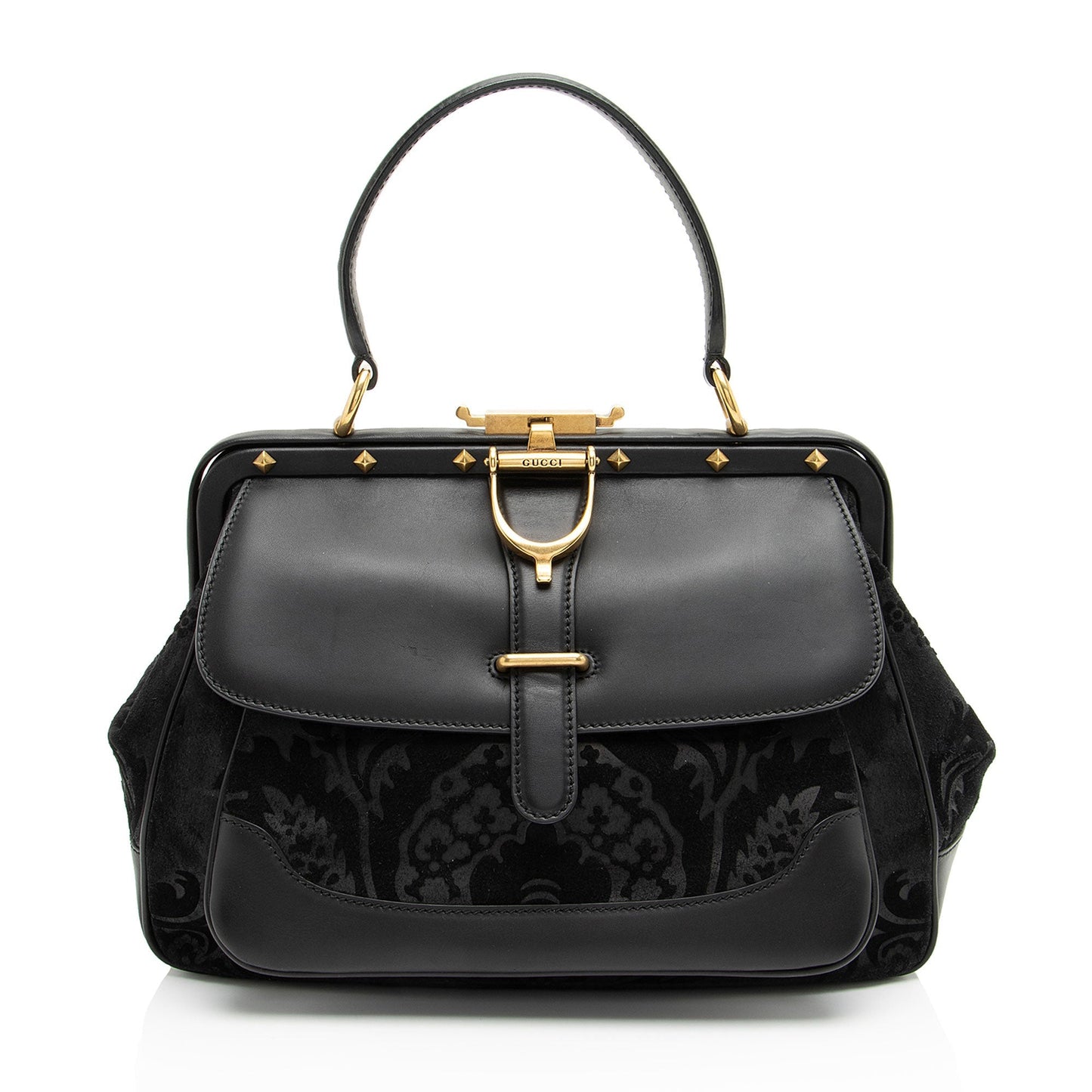 Gucci Leather Velvet Stirrup Top Handle